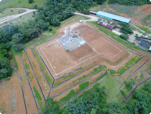 Vista aérea de un Centro Inteligente de Gestión Ecológica.